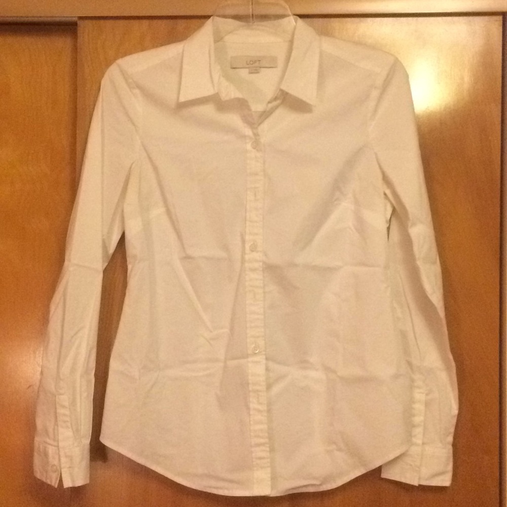 Ann Taylor LOFT white button down sz4